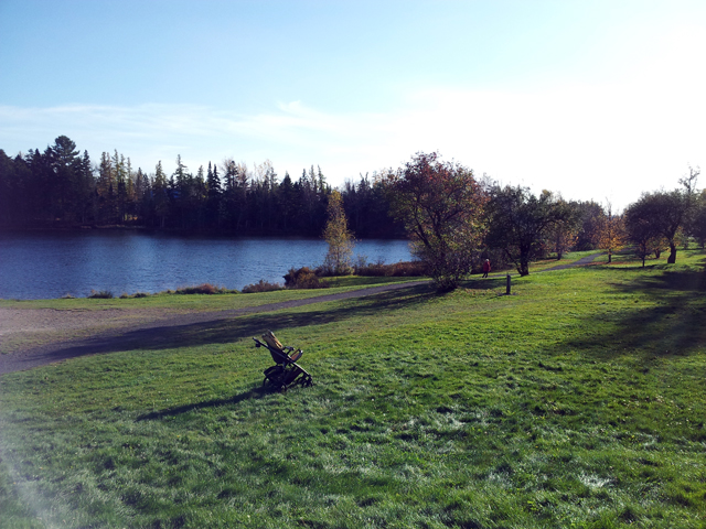 park with lake and walking trail.
