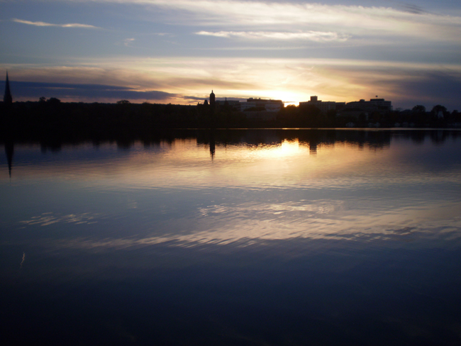 Sunset and Reflections at Fredericton, NB, October 6th, 2013.